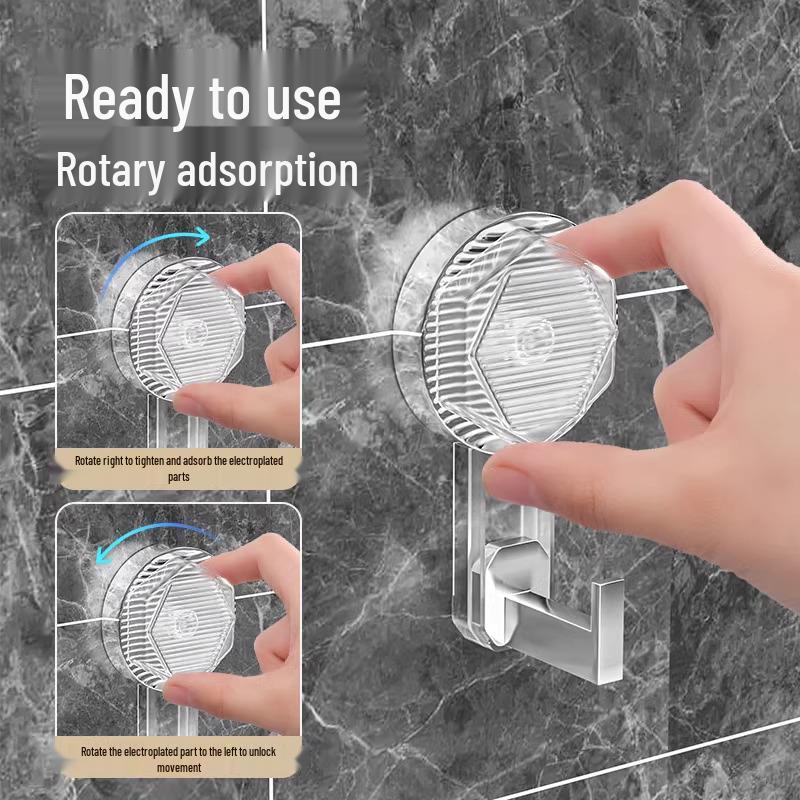 Rotating Suction Cup Hook: No-Drill, Strong Load-Bearing for Kitchen, Bathroom, or Shower Use