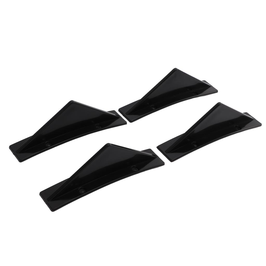 4pcs Rear Bumper Diffuser ABS Curved Glossy Black Spoiler Shark Fin Universal for Car