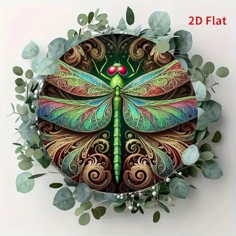 2D Metal Tin Sign Floral Wreath Round Wall Art Home Decor Farmhouse Bedroom Bathroom Gift