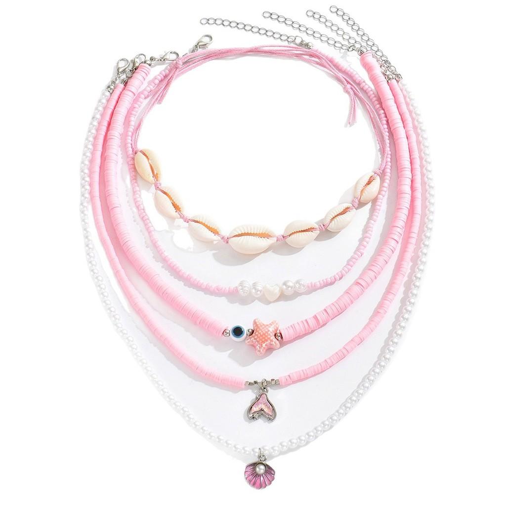Fashion Shell Necklace With Pearl Beads Multilayered For Women And Men