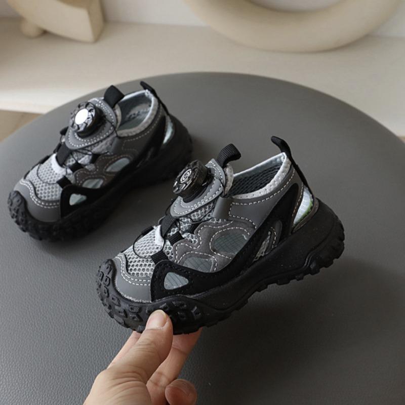 Summer Kids Half Sandals Hollow Out Single Mesh Breathable Casual Shoes Soft Sole Anti-Slip Shoes for Little Boys