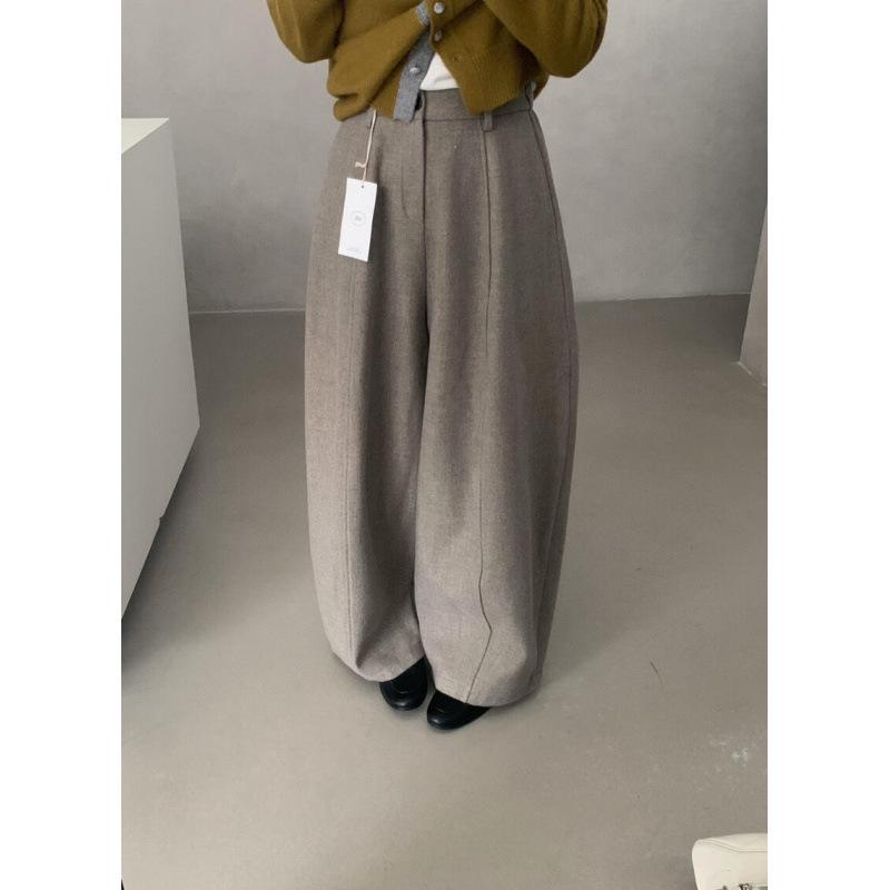 

High-End Korean Style Woolen Plus Velvet Balloon Pants - Versatile, Slimming, Casual Winter Wear Large