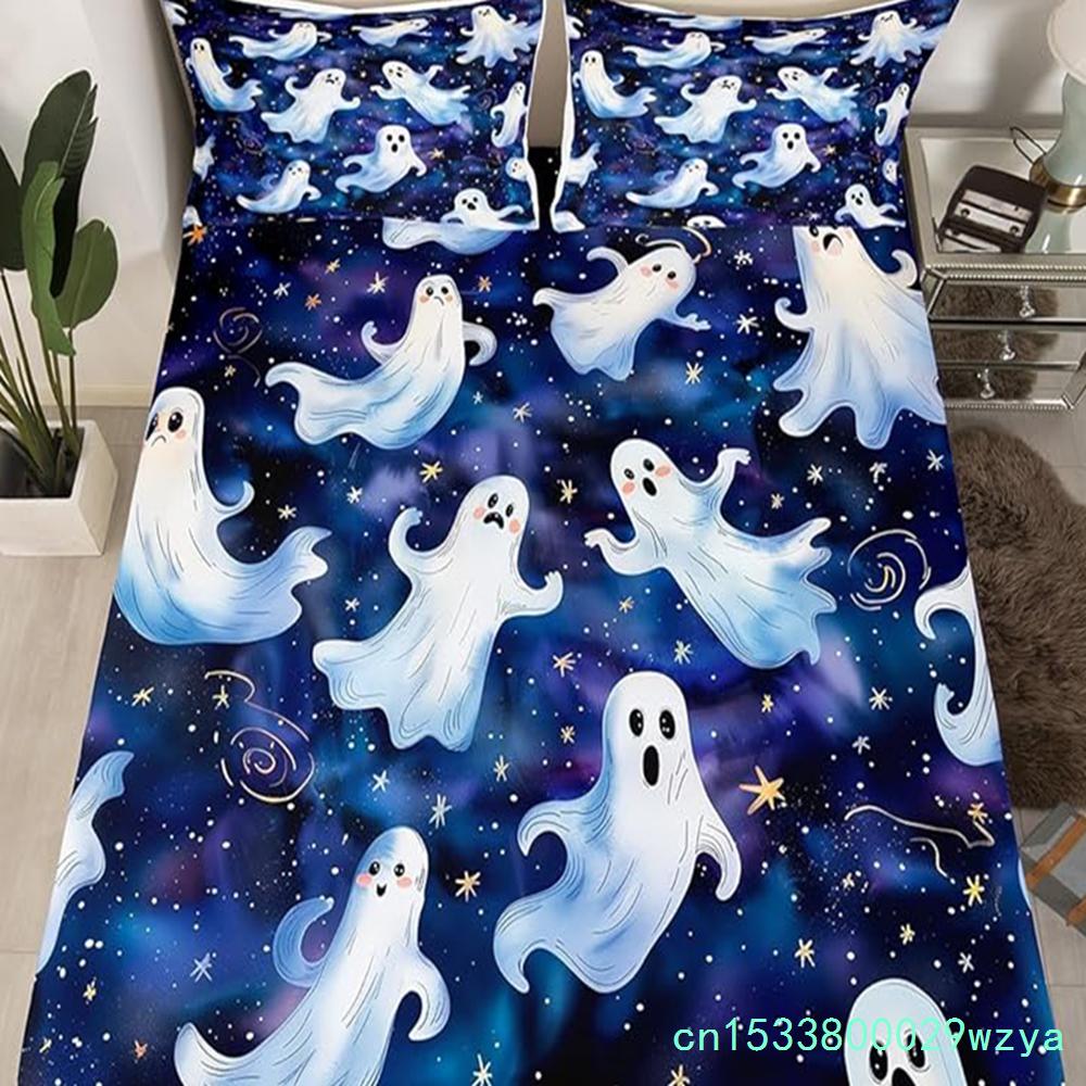Cute Ghost Bedding Set For Boys, Girls, Teenagers, Bats, Pumpkin Lanterns, Halloween