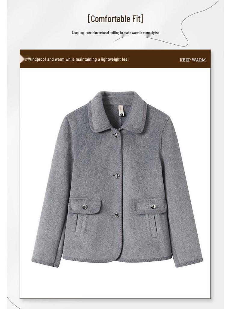 Spring Woolen Coat for Middle-Aged and Elderly Women (40-60) - Casual Wear for Spring and Autumn
