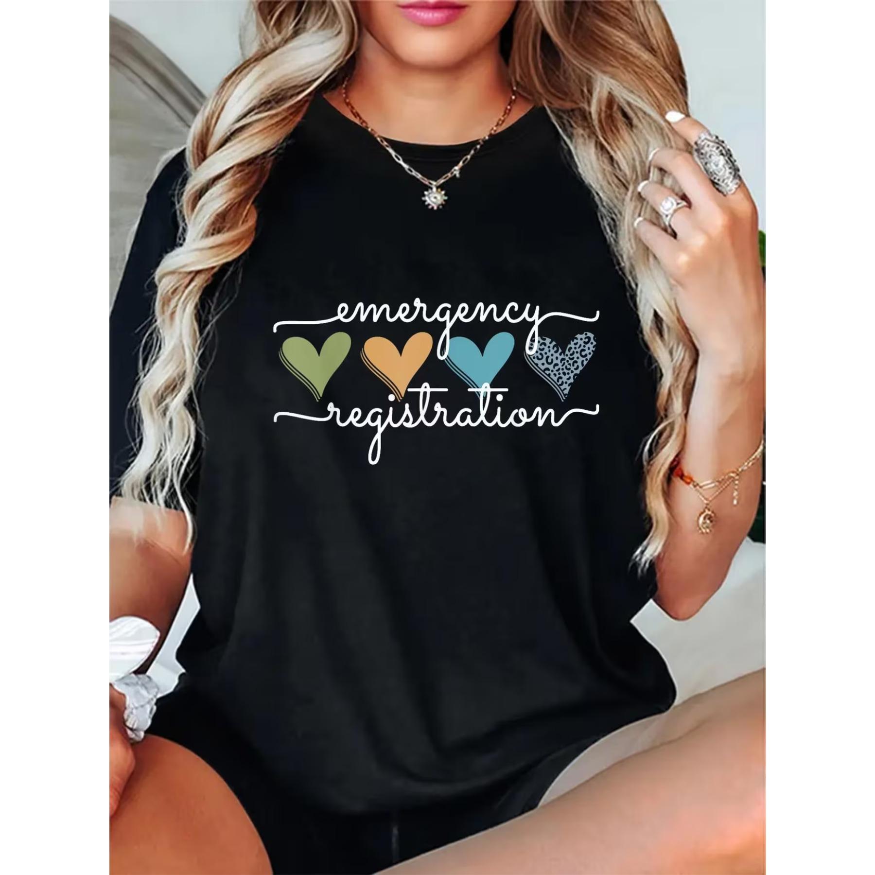 Women s Nursing Top with Emergency Registration Cursive Design - Non- Workwear T-Shirt S чёрный