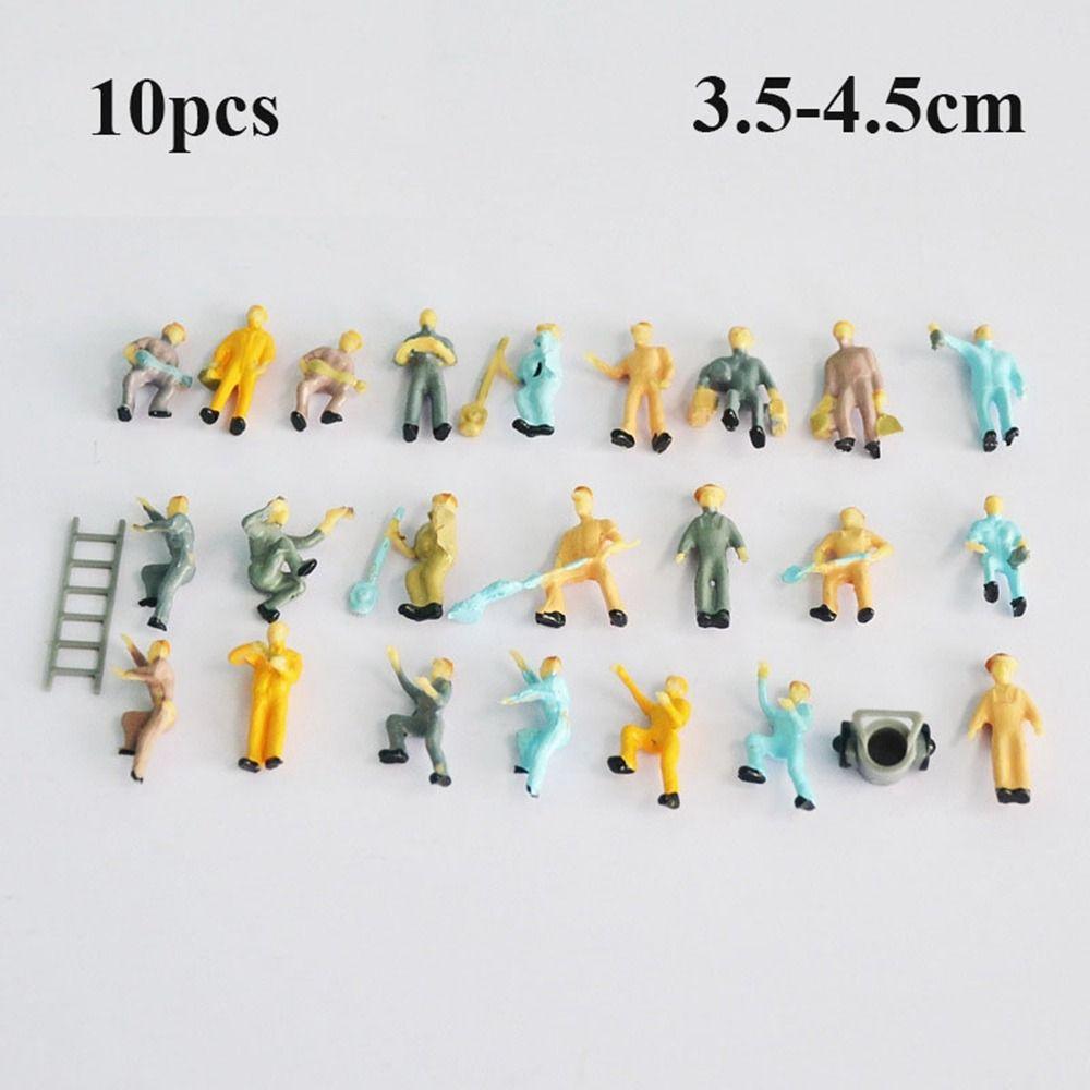 10/25PCS Mini Construction Worker Model Building People Figures Passengers Train Scenery 1/87 1/43 Scale Mixed Color Pose Crafts
