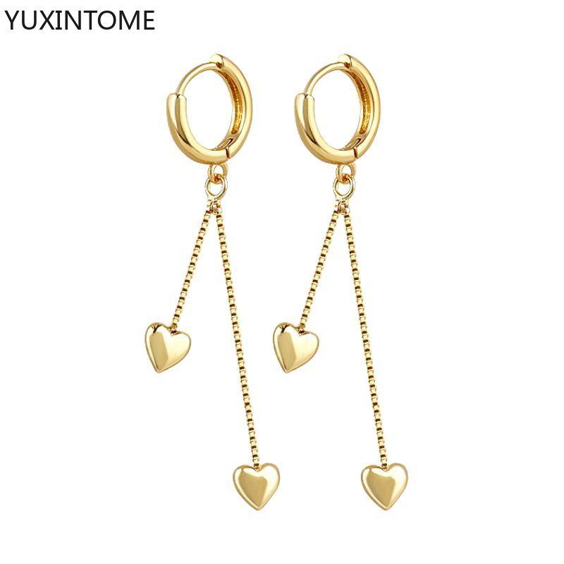 925 Silver Ear Needle Exquisite Heart Pendant Hoop Earrings Fashion Geometric Zircon Stud Earrings Women's Fine Jewelry
