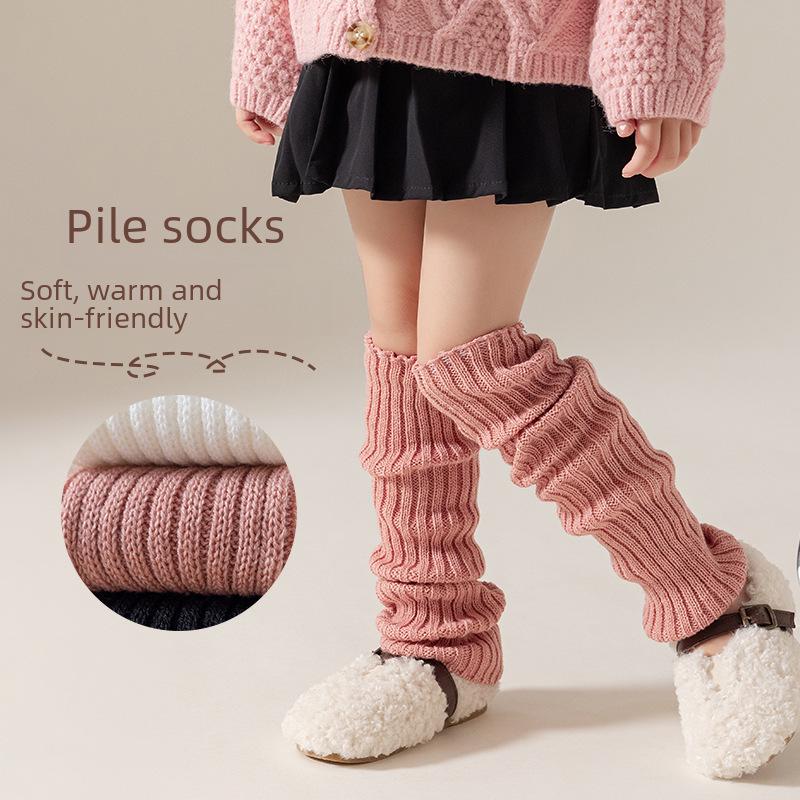 2025 Children's Vertical Stripe Over-the-Knee Leg Warmers - Breathable Spring/Summer Knitted Knee Pads and Scrunchy Long Socks for Girls.