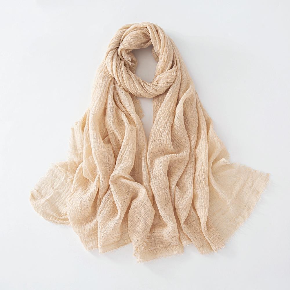 New Cotton Linen Gauze Scarf For Women Girls Spring Autumn Solid Scarves Soft Pashmina Foulard Simple Retro Beard Wrap Shawls
