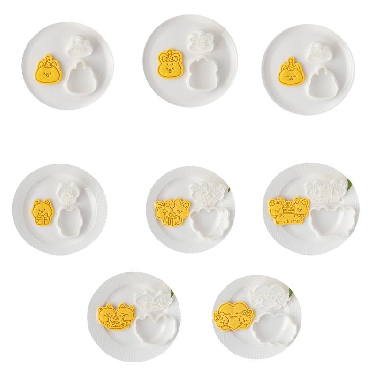 Plastic Cookie Molds Animal Biscuit Cutter Pastrys Moulds DIY Dough Stamps