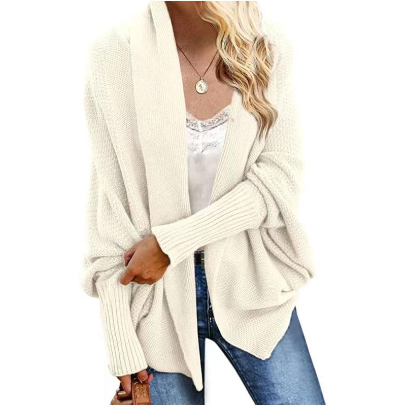 Women's Knitted Shawl Sweater Bat Sleeve Large Size Knitted Cardigan Sweater Coat