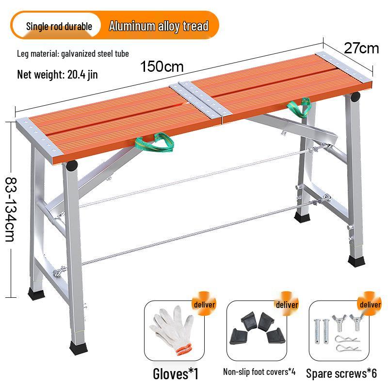 Folding Telescopic Thickened Stool with Leveling Function for Engineering or Scaffolding Use
