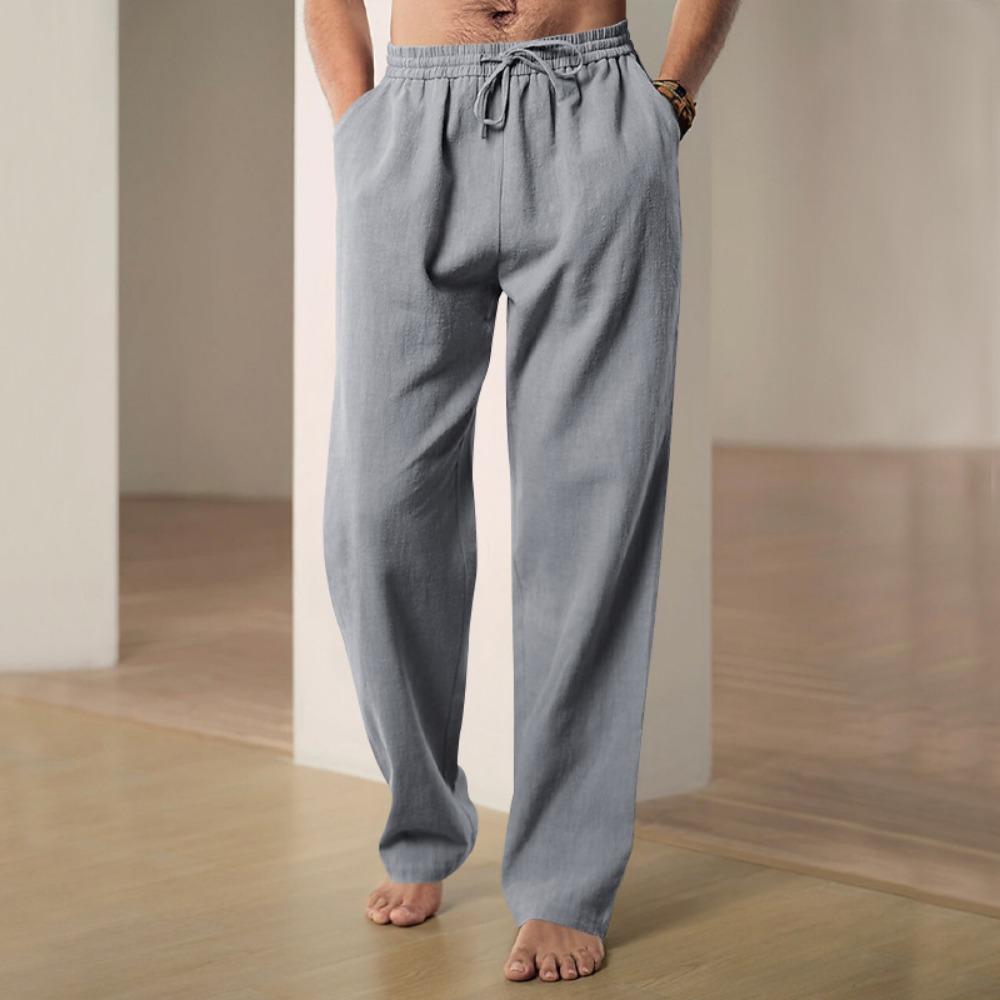 Summer Men's Hip-hop Linen Pants Lightweight Breathable Casual Jogging Pocket Loose Fit Street Wear Gym Travel Wear