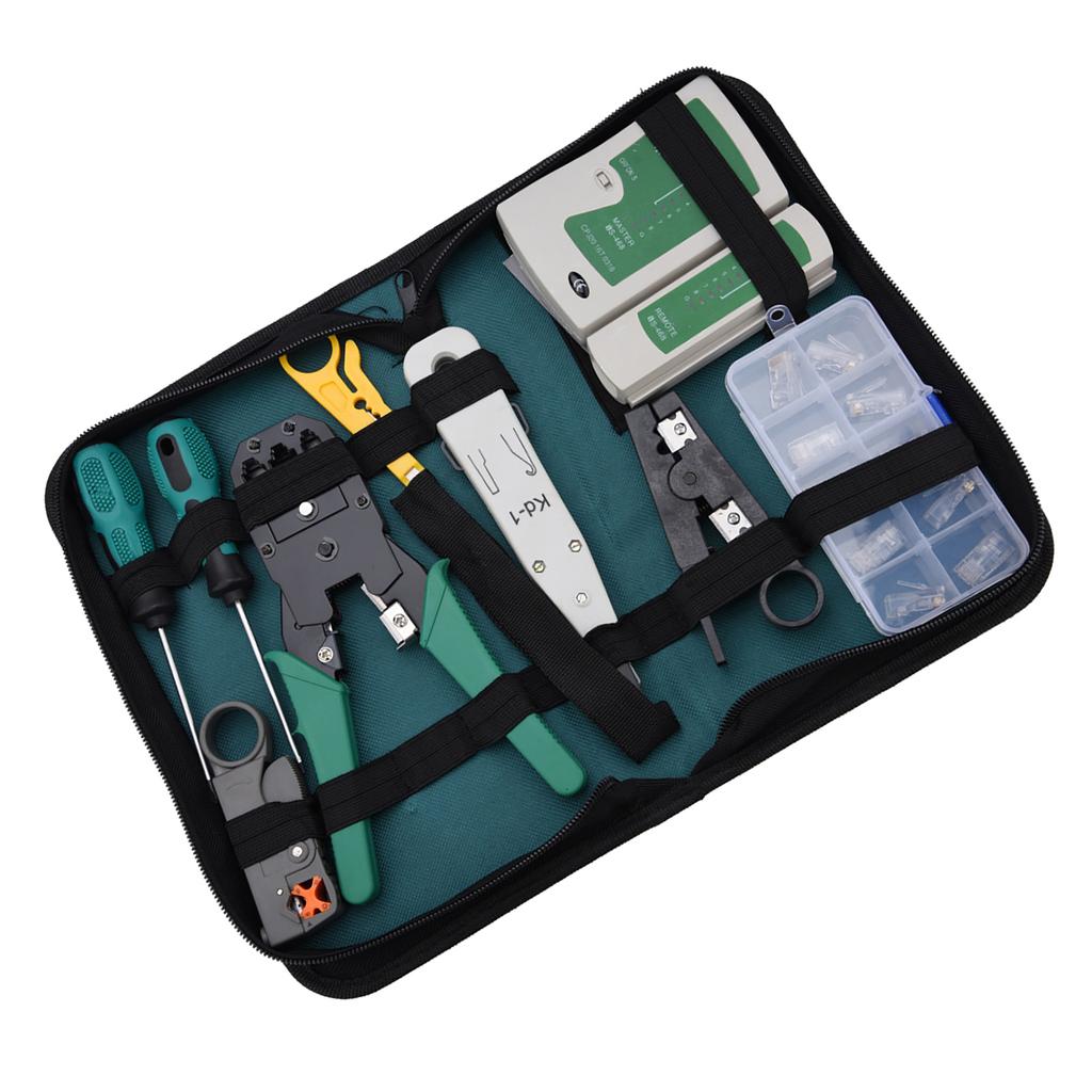 LAN Network Service Tool Kit Cable Tester Kit 11 piece Combination Kit for for RJ11 RJ45