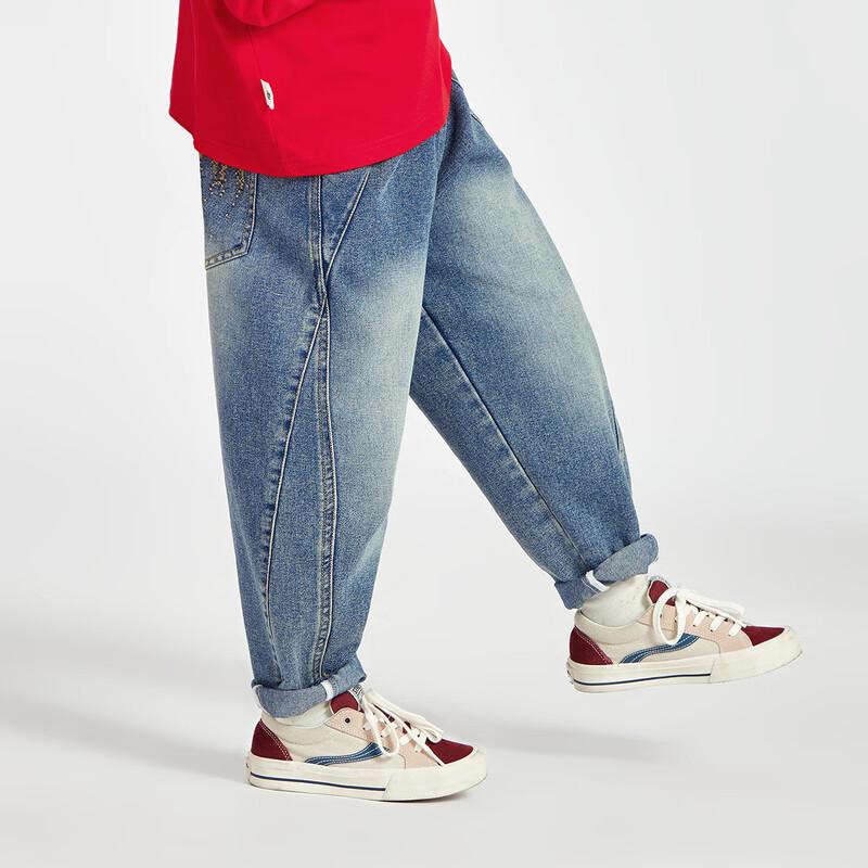 Boys' Tail Flame Letter Print Casual Denim Jeans