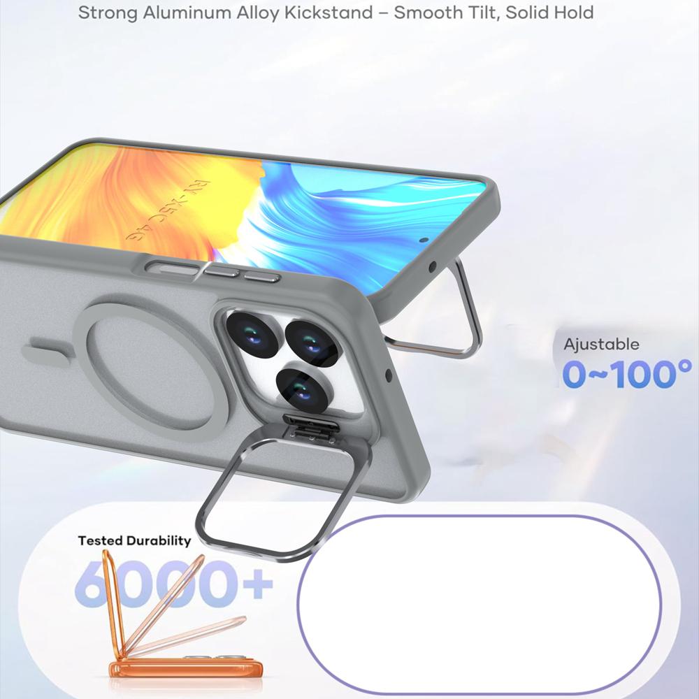 KEYSION Lens Stand Magnetic Phone Case for MagSafe for HONOR X5d Plus Matte Translucent Shockproof Back Cover for Honor X5c Plus