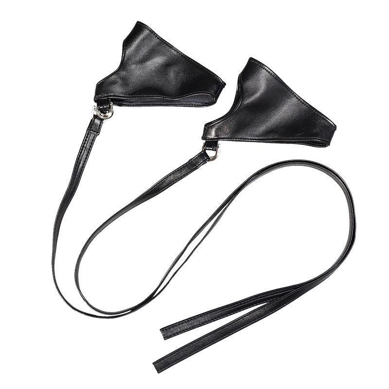 

Черные кожаные перчатки без пальцев в готическом панк-стиле с ремешками, женские, сексуальные, без пальцев, хип-хоп, косплей, аксессуары для сценических выступлений One Size