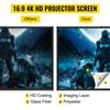 Tripod Projector Screen with Stand 110inch 16:9 4K HD Projection Screen Stand Wrinkle-Free Height Adjustable Portable Screen for Projector Indoor &