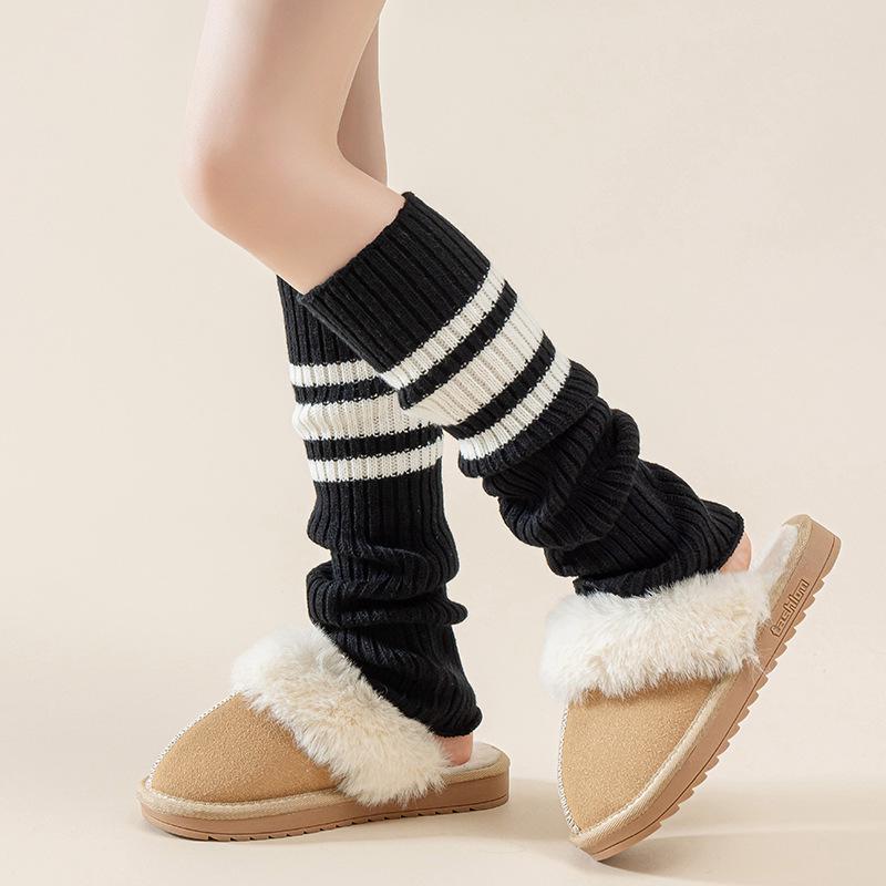 Kinder Winter Weiße Gestrickte Lange Wadenstrümpfe - Warmer Lolita-Stil