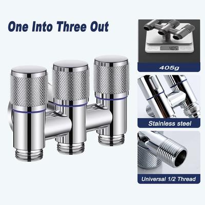 Universal Washing Machine Faucet Valve Automatic Water Stop Valve 3 Outlet Aluminum Alloy Faucet For Laundry Bathroom Angle Valve