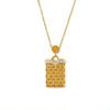 Minimalist Rectangular Plaid Pendant Necklace: Diamond-Studded Clavicle Chain In 18K Gold-Plated Titanium Steel.