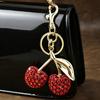Sleutelhanger Hanger Strass Ingelegd Kersenvorm Sleutelhanger met Legering Kreeftsluiting Tas Hanger Lichtgewicht Rugzak Accessoire