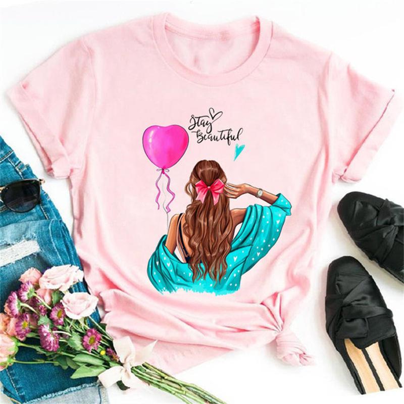 Piękne dziewczyny z lat 90., nadruki damskie, modne koszulki z okrągłym dekoltem, zabawne, estetyczne, graficzne, nadruki damskie, ubrania damskie