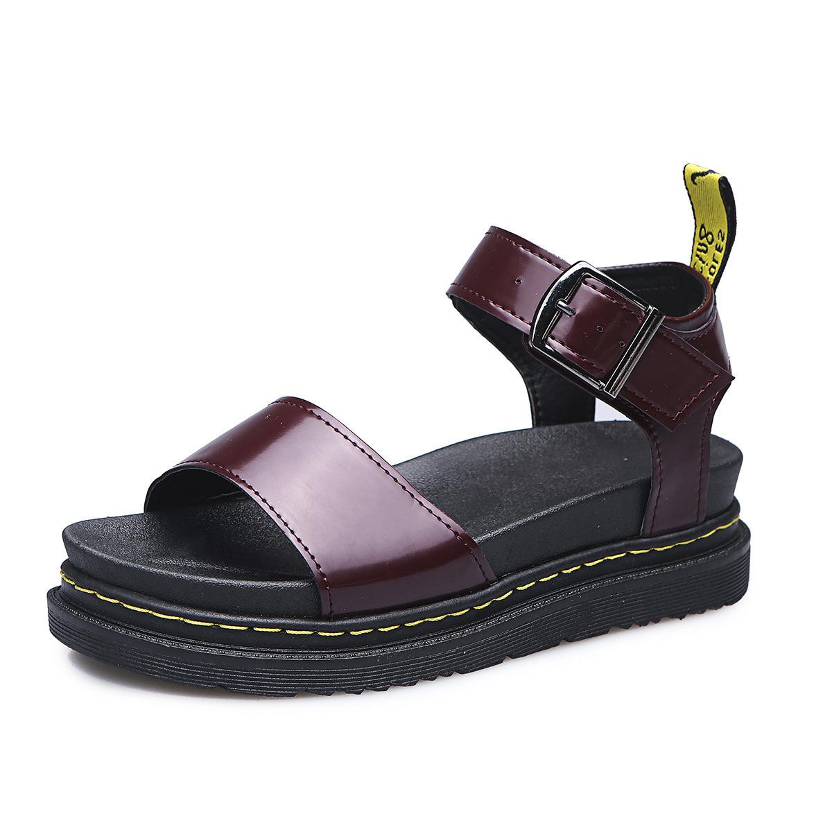 

Большие сандалии женские 2024 новые однотонные сандалии на платформе с открытым носком с пряжкой большие сандалии пляжные сандалии 43