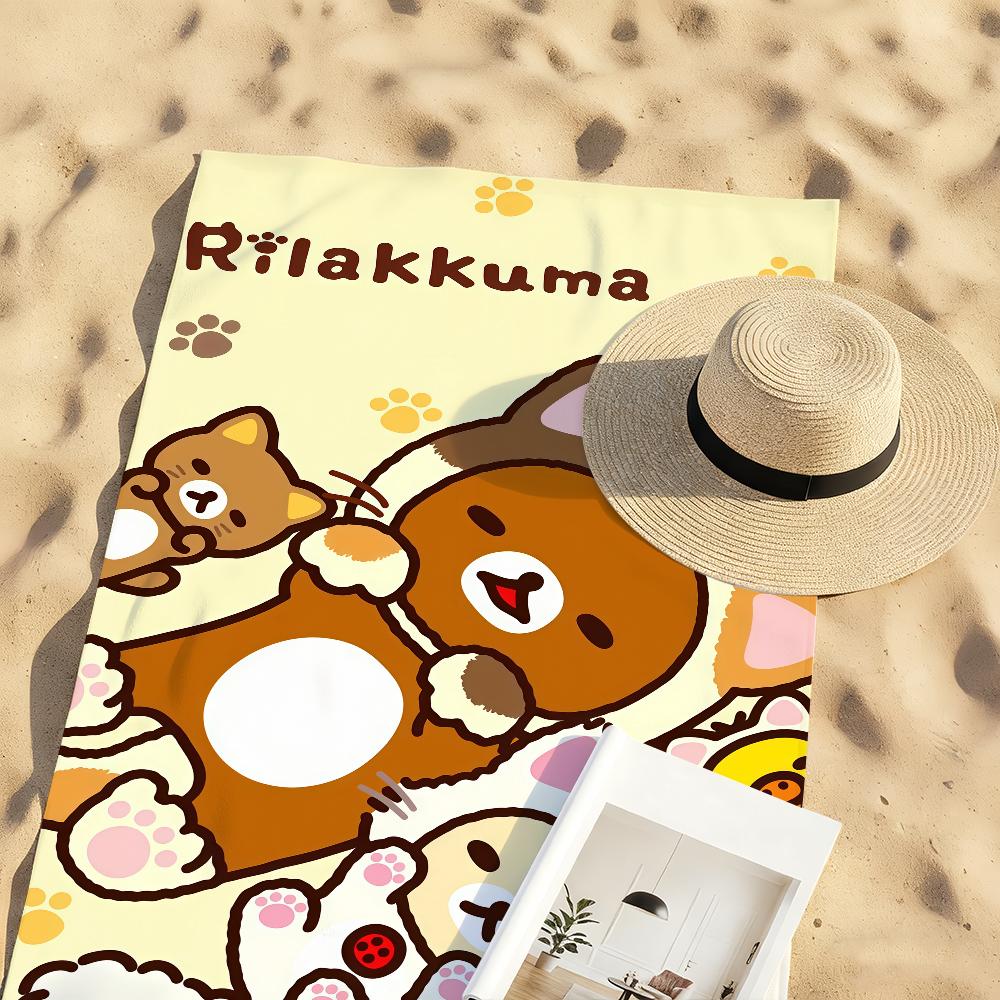 Cartoon Cute R-Rilakkuma-S Cute Towel Sports Quick Dry Travel Camping Gear Sandproof Soft Light Large Beach Towel