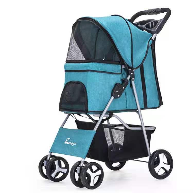 Foldable Lightweight Pet Stroller for Cats and Dogs - Four-Wheeled Design