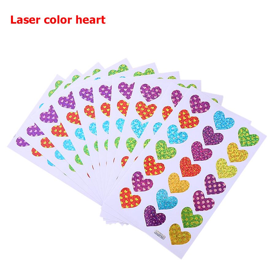 10 Sheets Colorful Self-adhesive Diary Graffiti Stickers Student Notebook Decoration Heart Star Dot Sticker for Scrapbook Album