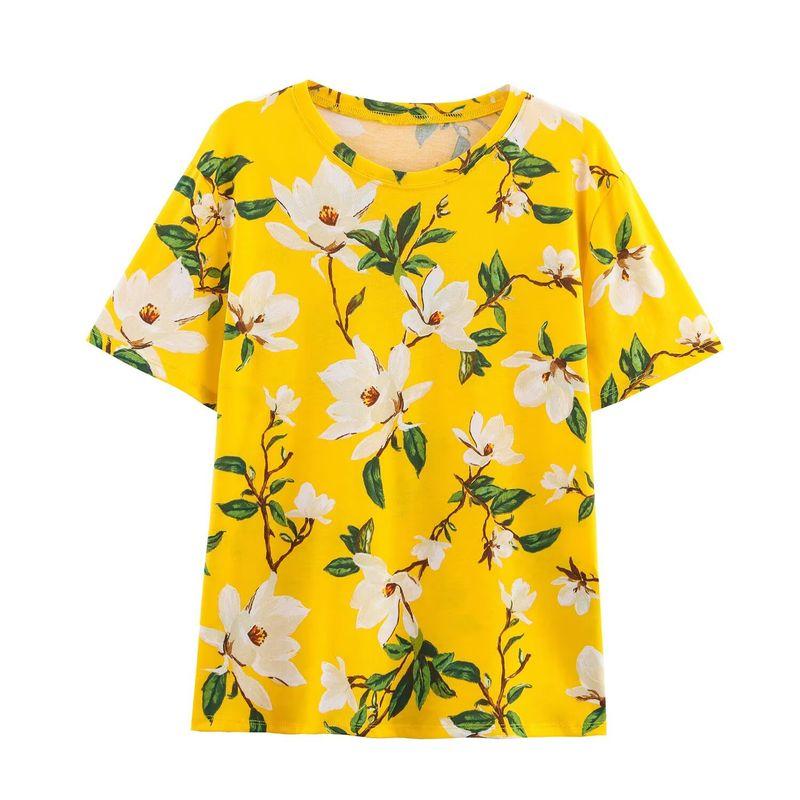 Kaslead New Women clothes Western Style Fashion Simple and Versatile Print T-shirt Top 0264335