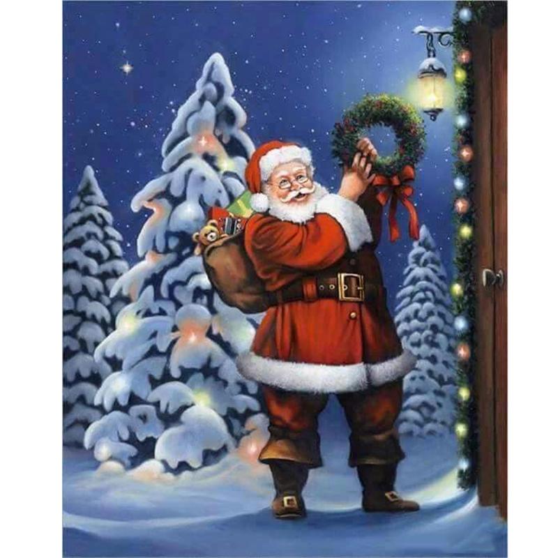 DIY 5D Diamond Painting Santa Claus Cartoon Full Round Drill Diamond Embroidery Christmas Winter Snow Cross Stitch Home Decor
