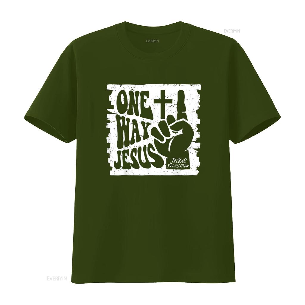 Heren Vintage One Way Jezus T-shirt Zwart X Large vintage Gewassen streetwear Comfortabele designer kleding Zacht Unisex mode