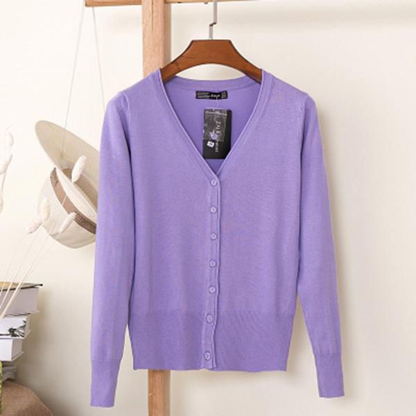 Mulheres primavera e outono casual manga comprida cardigan malhas
