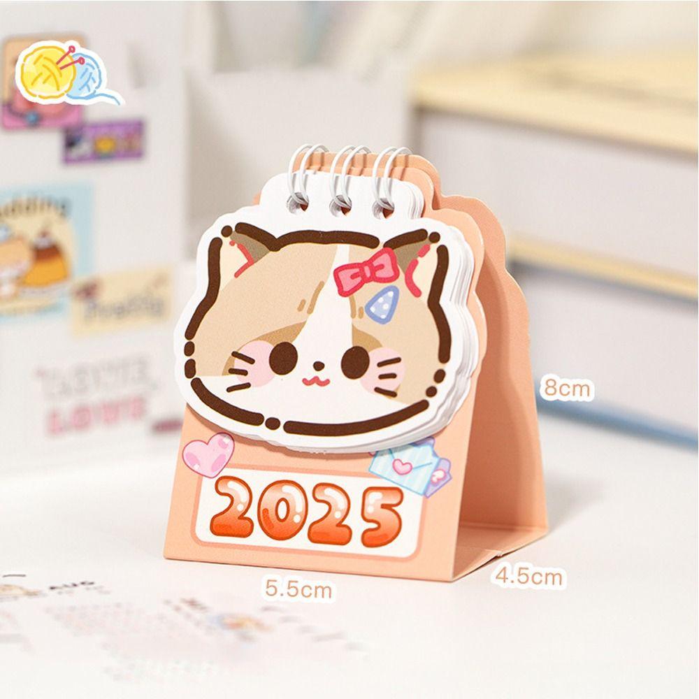 Cartoon Cat Desktop Calendar 2025 2025 Coil Calendar Portable Mini Desk Calendar  Office