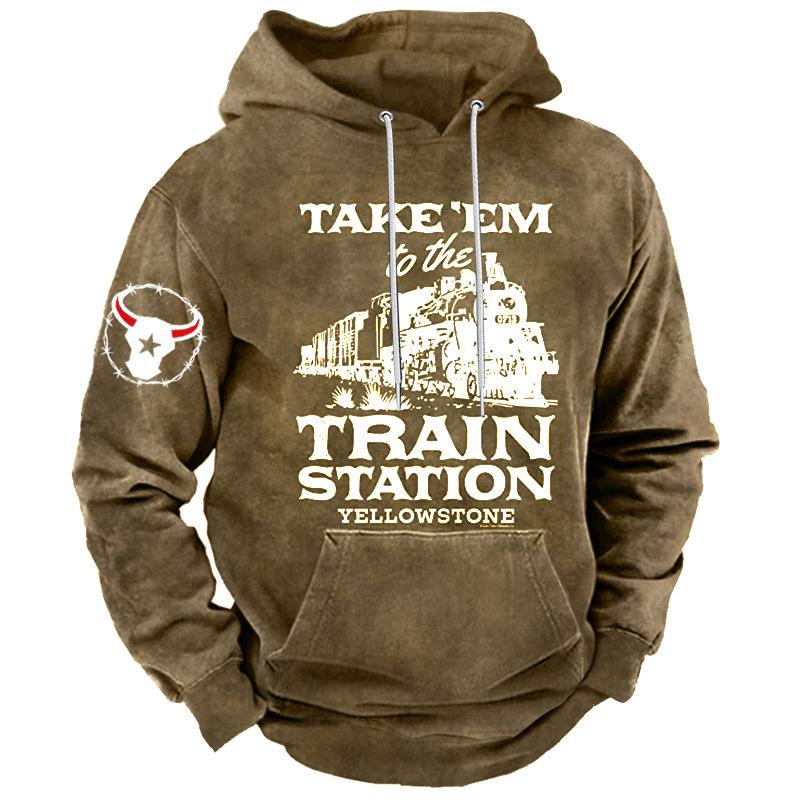 Vintage mikina s kapucí Yellowstone 3D potištěná pánská mikina s kapucí pro volný čas Streetwear Unisex pulovry Móda tepláky velké velikosti