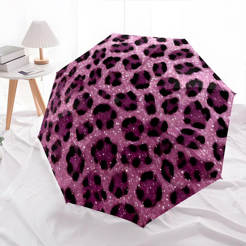 Leopard print,Texture Automatic Folding Umbrella Compact 8 Rib Design,Unique Style,Suitable for Everyday Outdoor Use,Perfect Gift for