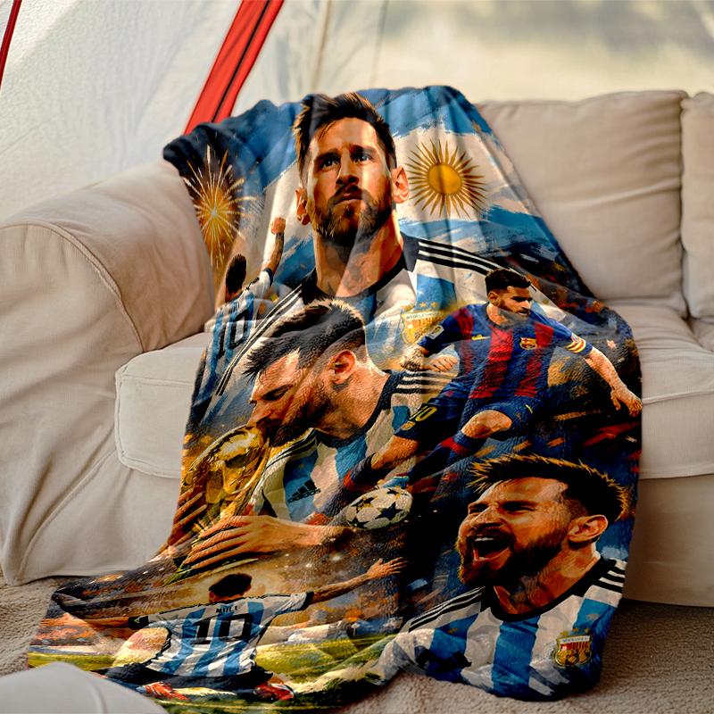 1pc Digital Print Nap Blanket, Football Star Messi Blanket for Home Use, All Season Warmth, Christmas and Valentine's Day Gift Blanket
