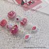 Strawberry Bear Short Wearable Nails - Cute Cartoon Design, Gentle Whitening, Handmade Finished Manicure Patches