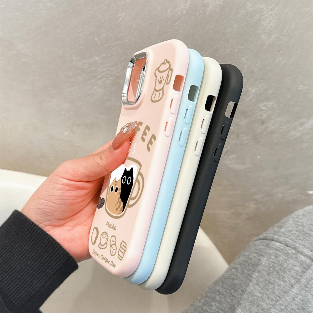 Pro Vivo V23 V25 V27 V29 V30 Y27S Y28 Y33S Y36 Infinix Hot30I Hot40 Tecno Spark20 Kreslená Černá Kočka Stříbrný Okraj Měkké Tekuté Silikonové Ochranné Pouzdro