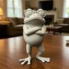 3D Printed Frog Figure, Mini Desktop Ornament, Simulated Frog Model with Sunglasses Crossed Arms, Standing Frog for Desk, Car Interior