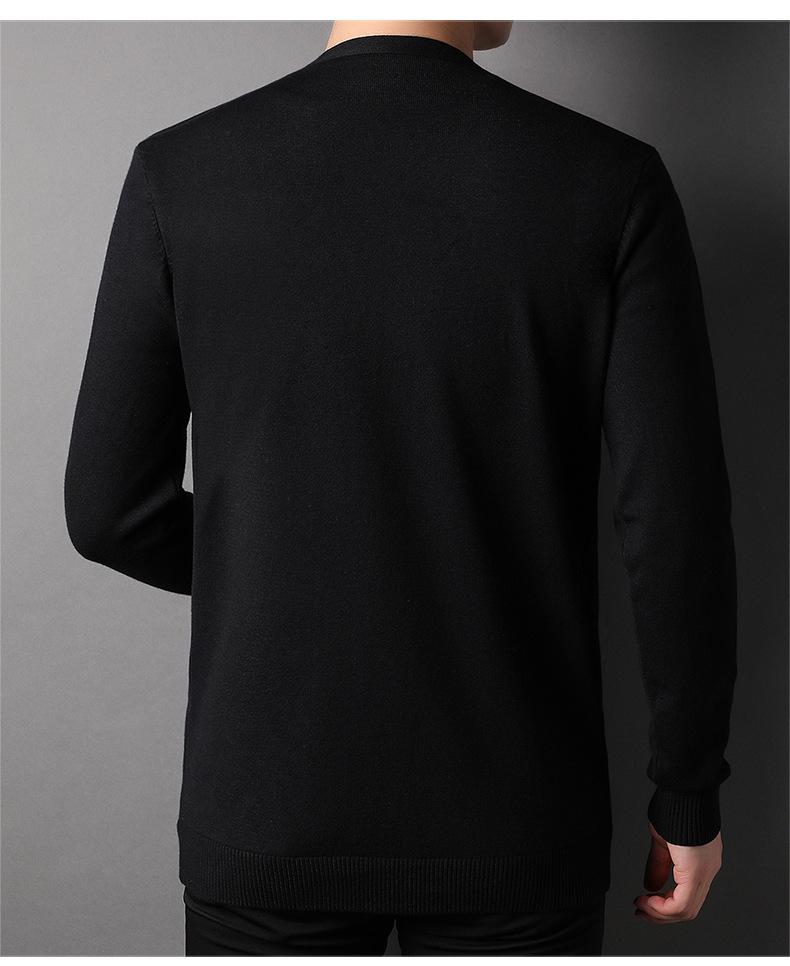 Męski kardigan dzianinowy w stylu koreańskim, dopasowany, z głębokim dekoltem w serek - Sweter modny na wiosnę/jesień