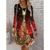 Christmas Snowman Printed Dresses For Women Winter Long Sleeve A-Line Dress Fashion Casual Cute Ladies Party Dress Vestidos