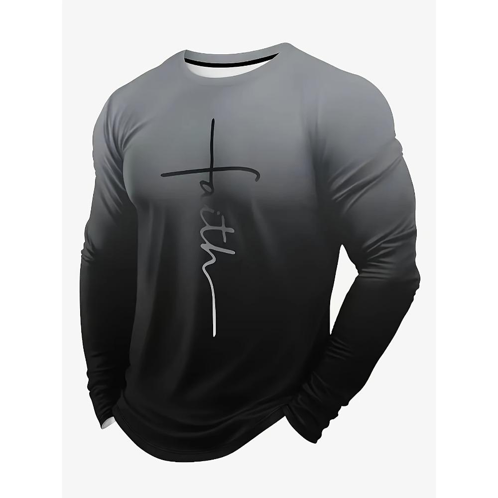 

Men s gradient long-sleeved T-shirt - all-over printed crew neck, suitable for outdoor sports and casual wear 5XL