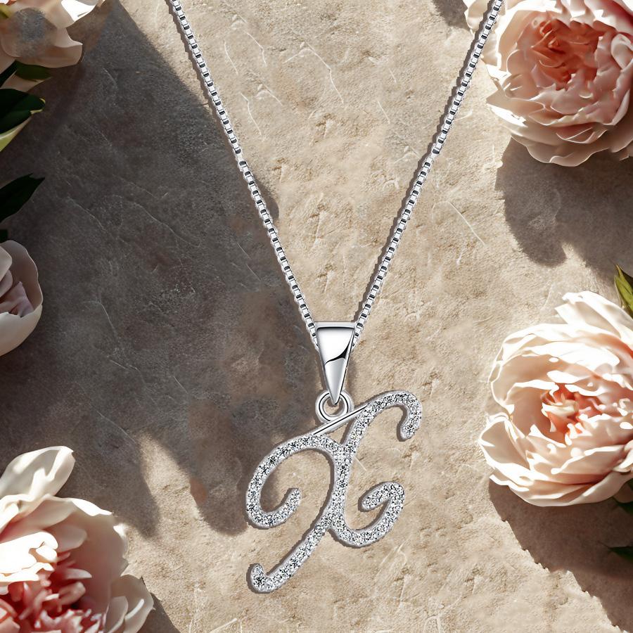 Charming Alphabet Elegant Pendant Initial Letter X Simple Exquisite Love Heart Necklace Fashion DIY