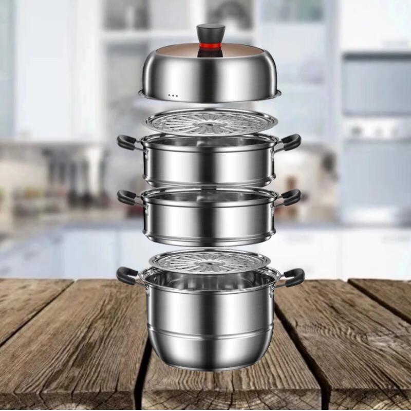 SuLe 304 Stainless Steel 32cm 4-Layer Induction Steamer Pot