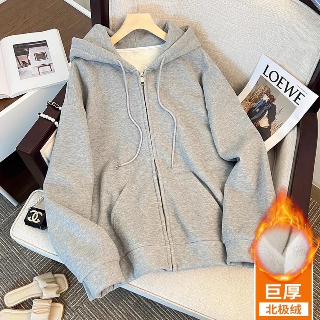 Damen Kapuzenpullover, Modisch, Mit Fleece gefüttert, Dicke Sweatjacke