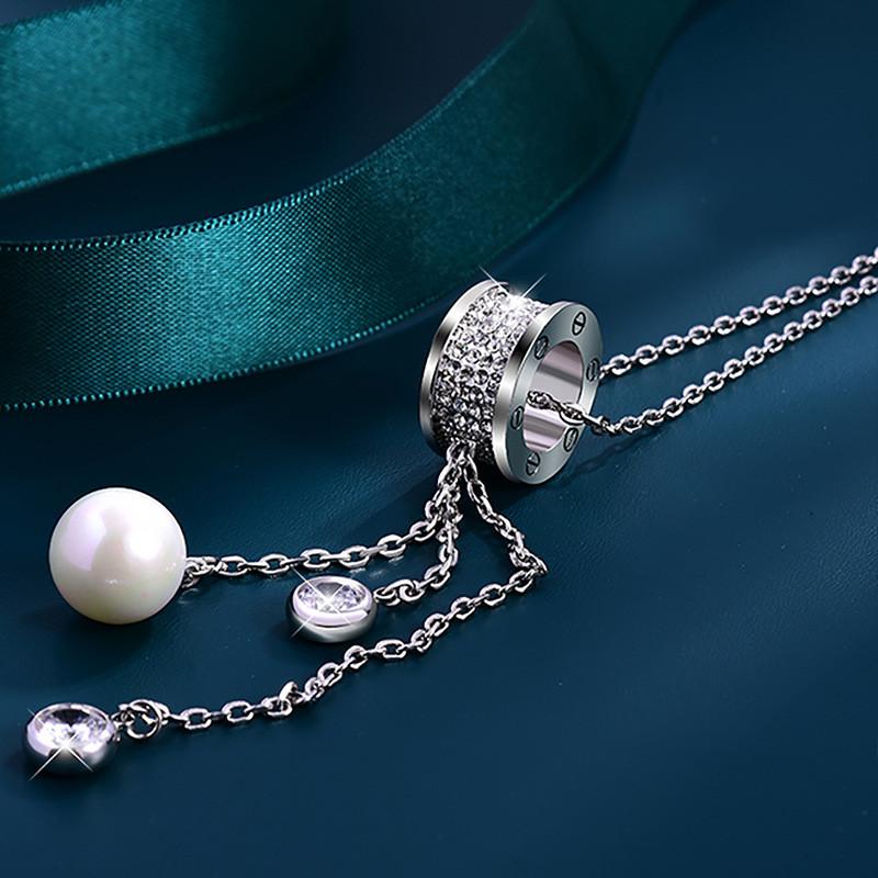 Stylish Long Pendant Sweater Chain For Women With Geometric Design And Crystal Accents