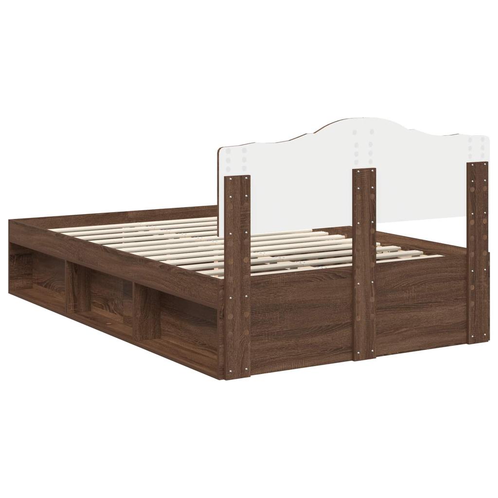 Bed Frame Brown Oak Look 120 x 200 cm Solid Pine Wood